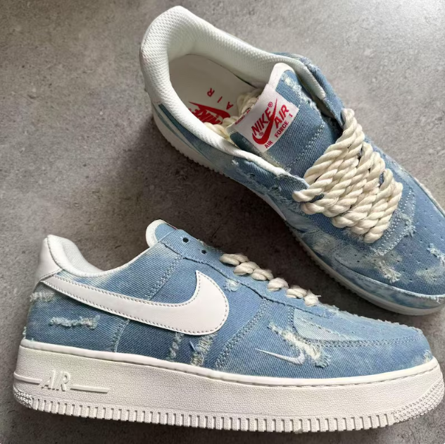 Tênis Air Force 1 Personalizado Textura Jeans