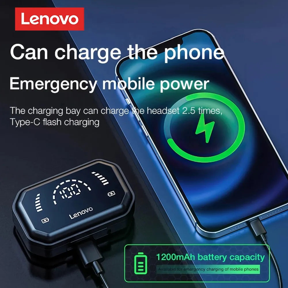 Fone Bluetooth Lenovo LP3 Pro + Carregador Portátil Kuulaa - Envio nacional