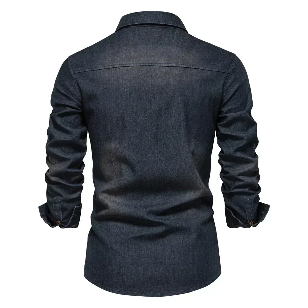 Camisa Jeans Masculina Cowboy Style - Envio Nacional