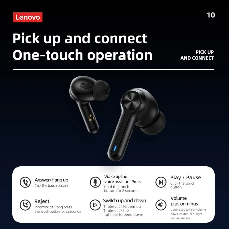 Fone Bluetooth Lenovo LP3 Pro + Carregador Portátil Kuulaa - Envio nacional