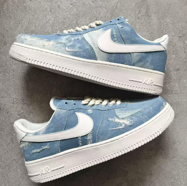 Tênis Air Force 1 Personalizado Textura Jeans