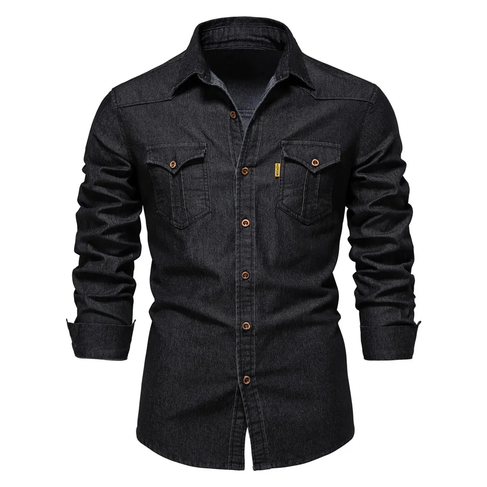 Camisa Jeans Masculina Cowboy Style - Envio Nacional